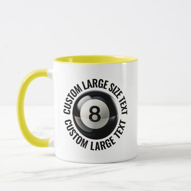 Large Text YELLOW Combo 11oz Custom 8 Ball Mug (Left)