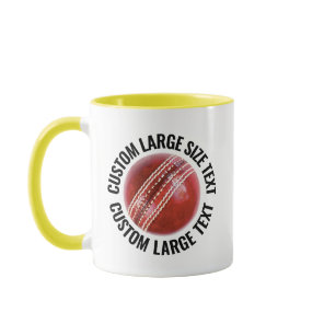 Large Text YELLOW Combo 11oz Custom Cricket Mug