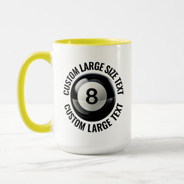 Large Text YELLOW Combo 15oz Custom 8 Ball Mug (Left)