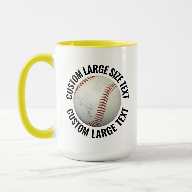 Large Text YELLOW Combo 15oz Custom Baseball Mug (Left)