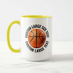 Large Text YELLOW Combo 15oz Custom Basketball Mug