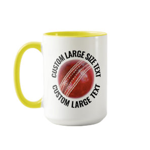 Large Text YELLOW Combo 15oz Custom Cricket Mug