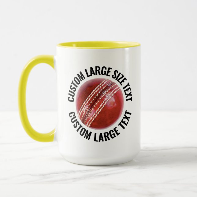Large Text YELLOW Combo 15oz Custom Cricket Mug (Left)