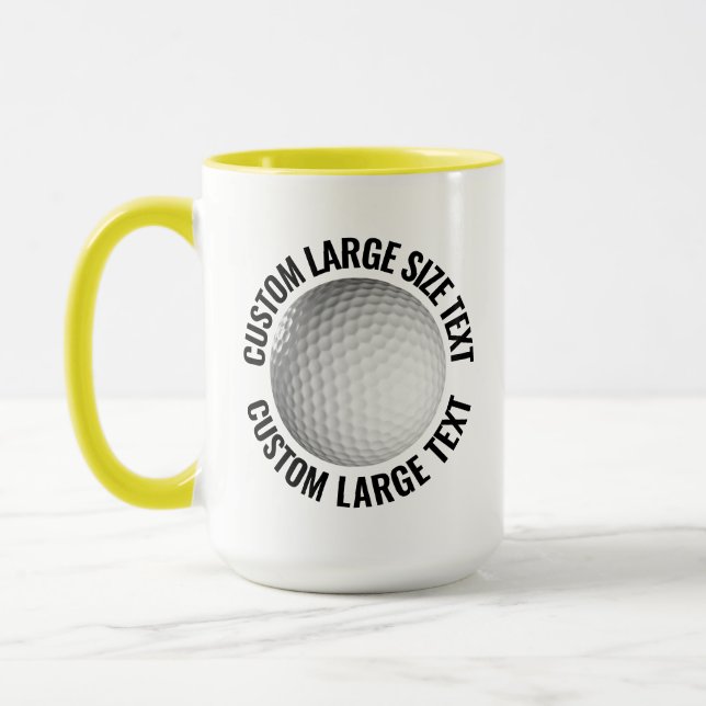 Large Text YELLOW Combo 15oz Custom Golf Mug (Left)