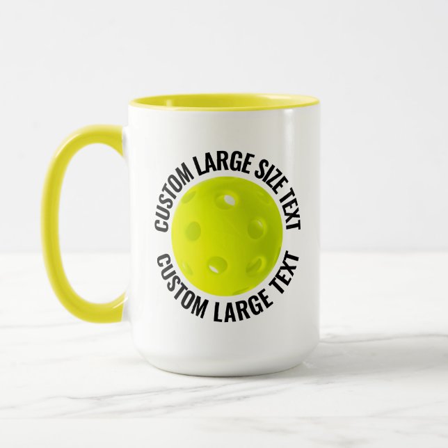 Large Text YELLOW Combo 15oz Custom Pickleball Mug (Left)