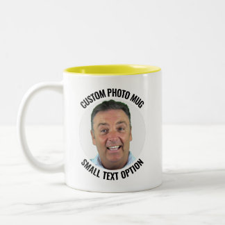 Large Text YELLOW Two-Tone Personalized Photo Mug