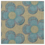 Large Textured Flowers (yellow/teal) Fabric