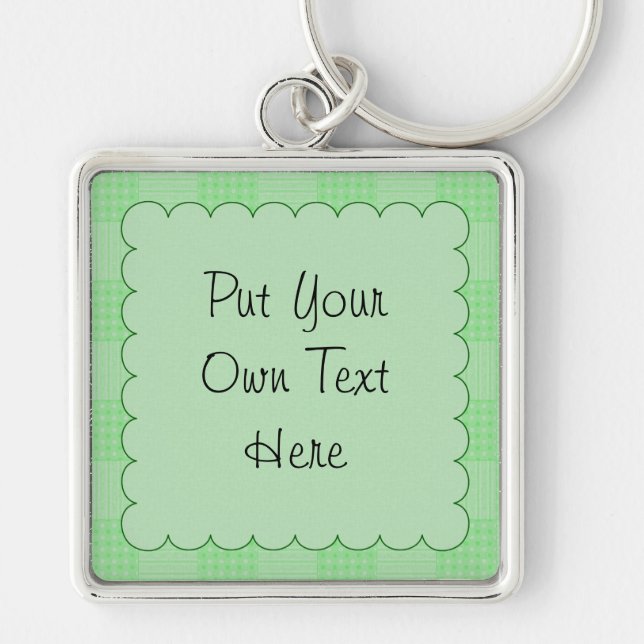 Large Textured Green Patchwork Pattern Keychain (Front)