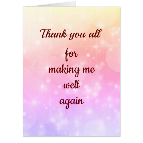 Large Thank you for making me well Card