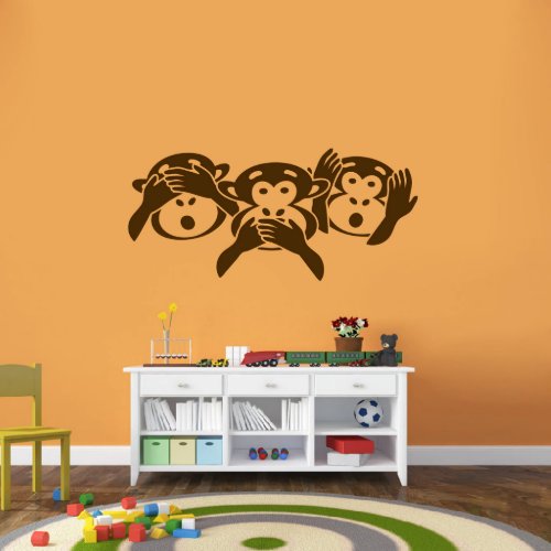 Large Three Wise Monkey Heads Wall Decal