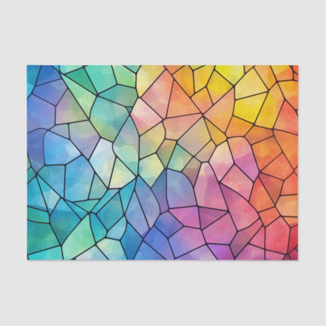 Large Tiles Rainbow Glass Decoupage Tissue Paper (Front)
