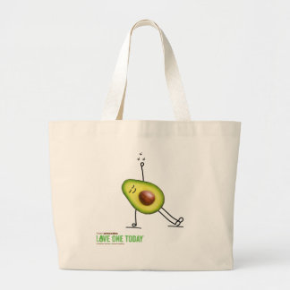 Large Tote Bag, 100% cotton, with avocado yogi