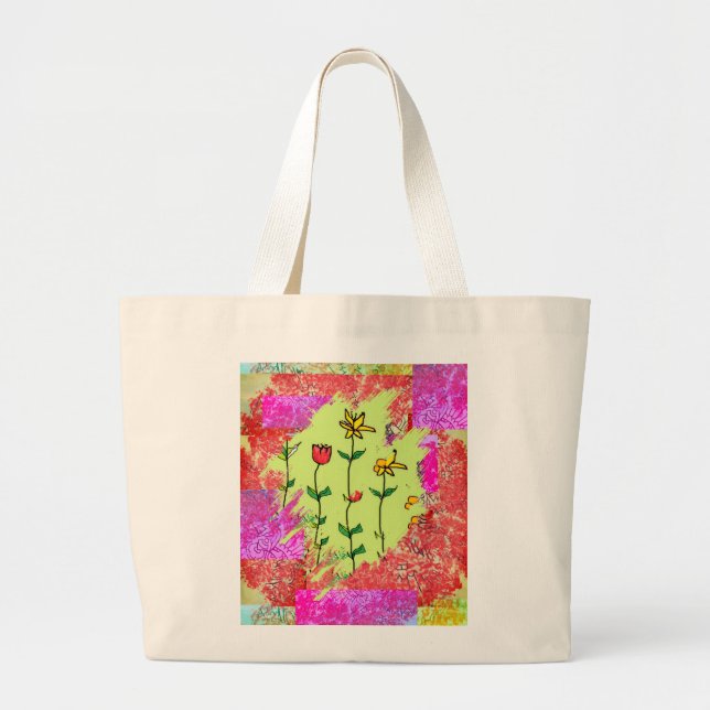 Large Tote Bag - Paint Swatch Floral  (Front)