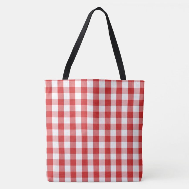 Large Tote Bag-Red Checkerboard Bag (Front)