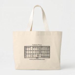 Large tote bag with letterpress theme