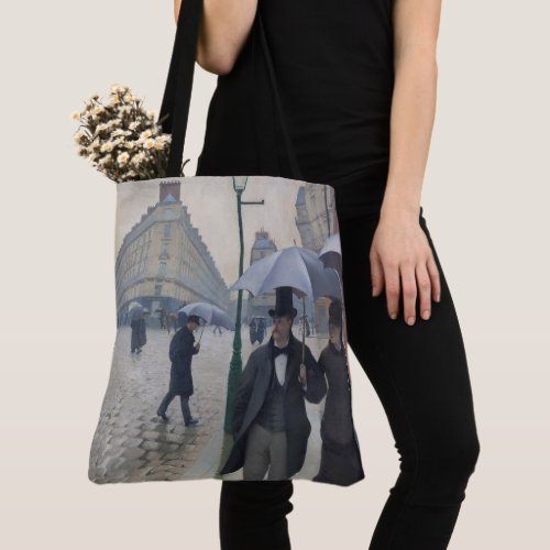 Large Tote Paris Street Rainy Day by Caillebotte