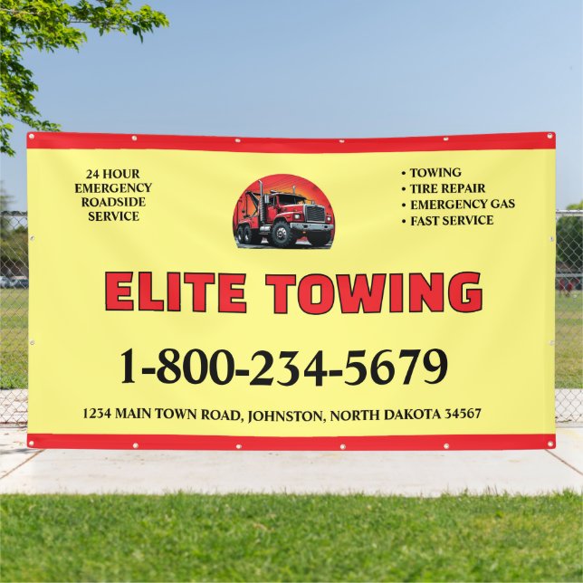 Large Towing Recovery Highway Wrecker Service Banner (Outside)