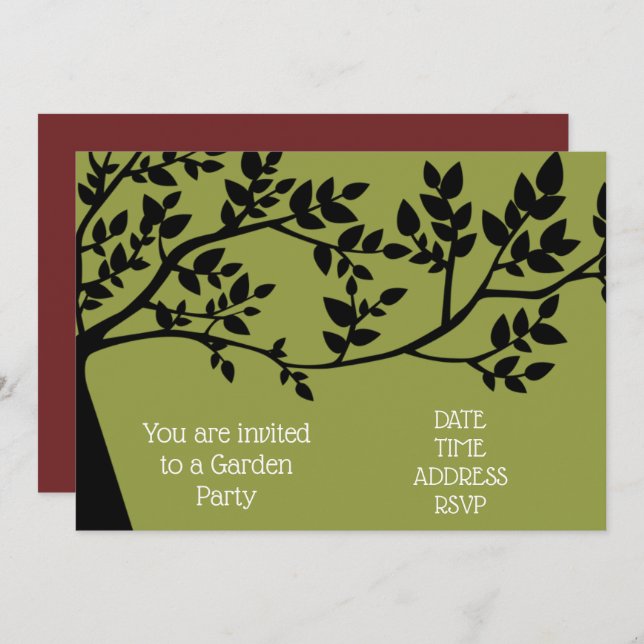 Large tree Garden party function Invitation (Front/Back)