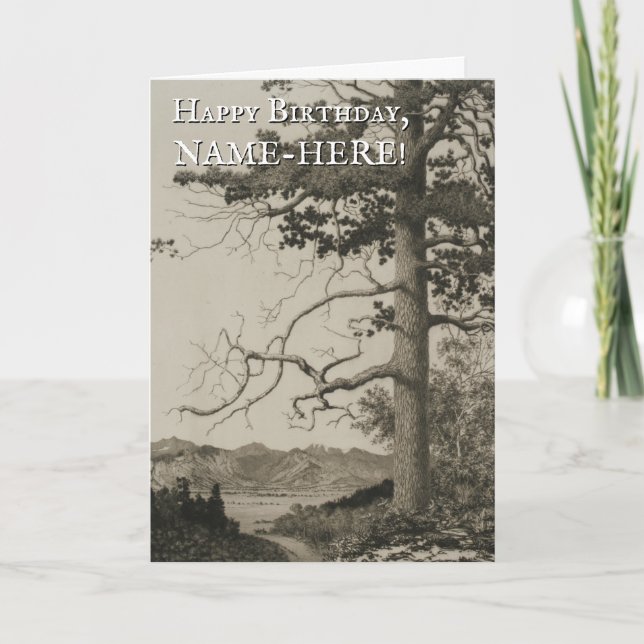 Large Tree, Nature Landscape Birthday Card (Front)