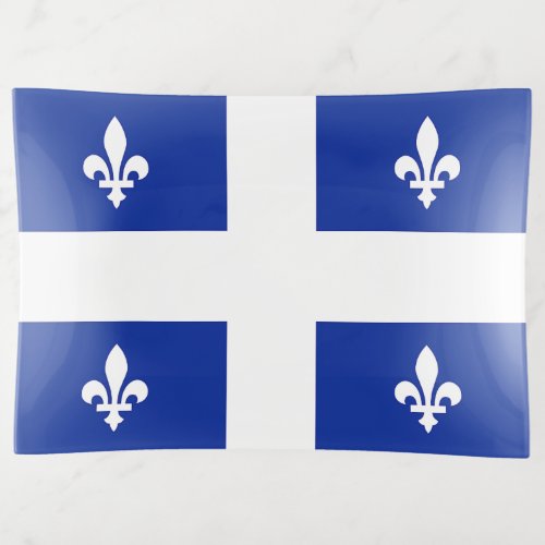 Large trinket tray with flag of Quebec Canada