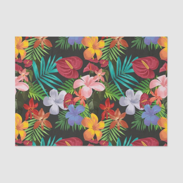 Large Tropical Flowers Hibiscus Decoupage Tissue Paper (Front)