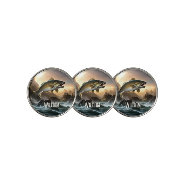 Large Trout in Rapids Golf Ball Marker (3 Up)