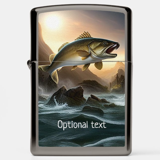Large Trout in Rapids Zippo Lighter (Front)