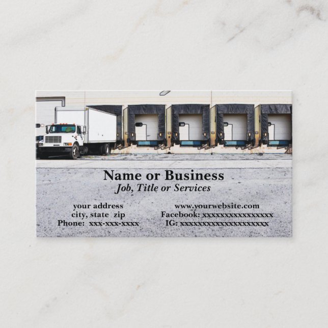 large truck by unloading docks business card (Front)