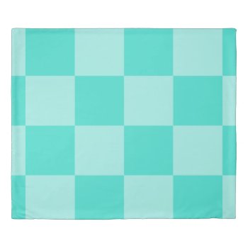 Large Turquoise Checkers Duvet Cover by designs4you at Zazzle