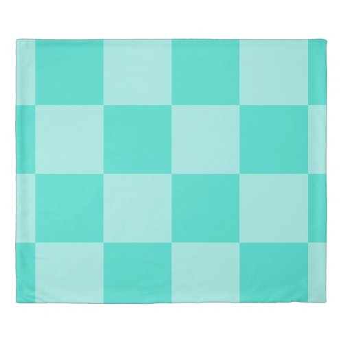 Large Turquoise Checkers Duvet Cover