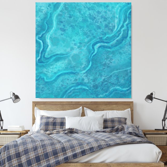 Large Turquoise Marble Wall Art Decor (Insitu(Bedroom))