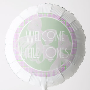 Large- Twin Pink plaid Coquette pink Bows Balloon