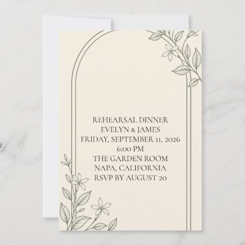 Large Type Botanical Rehearsal Dinner Invitation