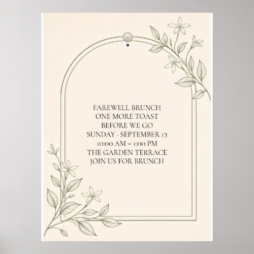 Large Type Olive Botanical Farewell Brunch Sign