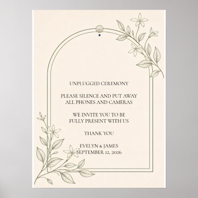 Large Type Olive Botanical Unplugged Sign (Front)