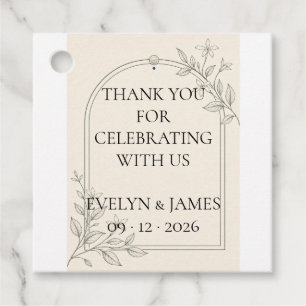 Large Type Olive Botanical Wedding Favor Tags