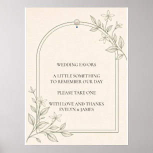 Large Type Olive Botanical Wedding Favors Sign