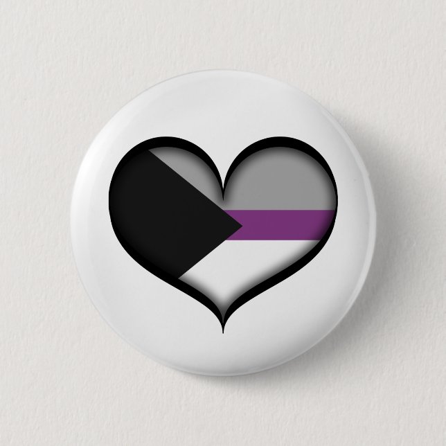 Large Vector Heart in Demisexual Pride Flag Colors Pinback Button (Front)