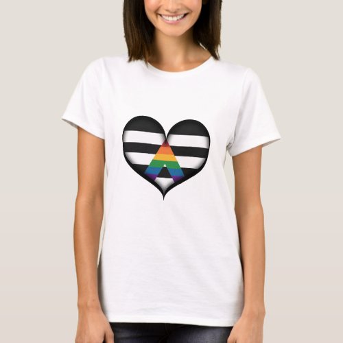 Large Vector Heart in LGBT Ally Pride Flag Colors T_Shirt
