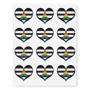 Large Vector Heart in LGBT Ally Pride Flag Colors Temporary Tattoos