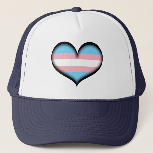 Large Vector Heart in Transgender Pride Flag Color Trucker Hat