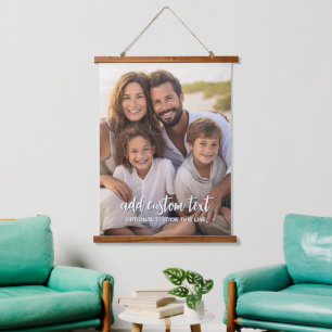 Large Vertical 1 Photo - Family Text On Bottom Hanging Tapestry