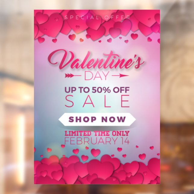 Large Vertical Valentine's Day Business Sale Window Cling (Sheet 2)