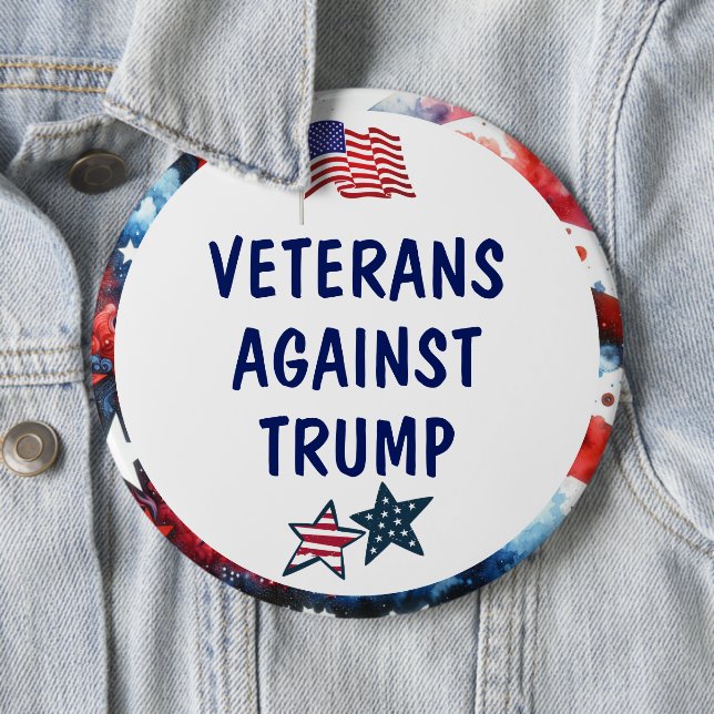 Large Veterans Against Trump | Anti Trump Button (In Situ)