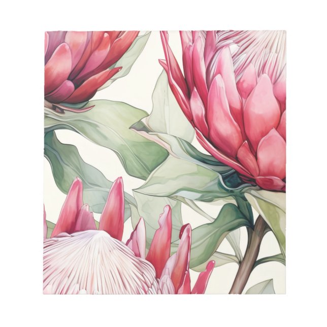Large Vibrant Pink South African Protea Notepad (Front)