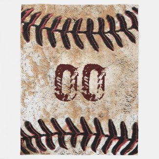 Large Vintage Baseball Blanket with Jersey NUMBER Fleece Blanket