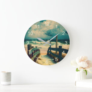Large Vintage Beach Coastal Wall Clock