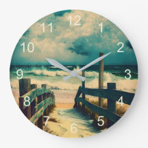 Large Vintage Beach Coastal Wall Clock