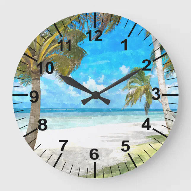 Large Vintage Beach Theme Wall Clock Zazzle