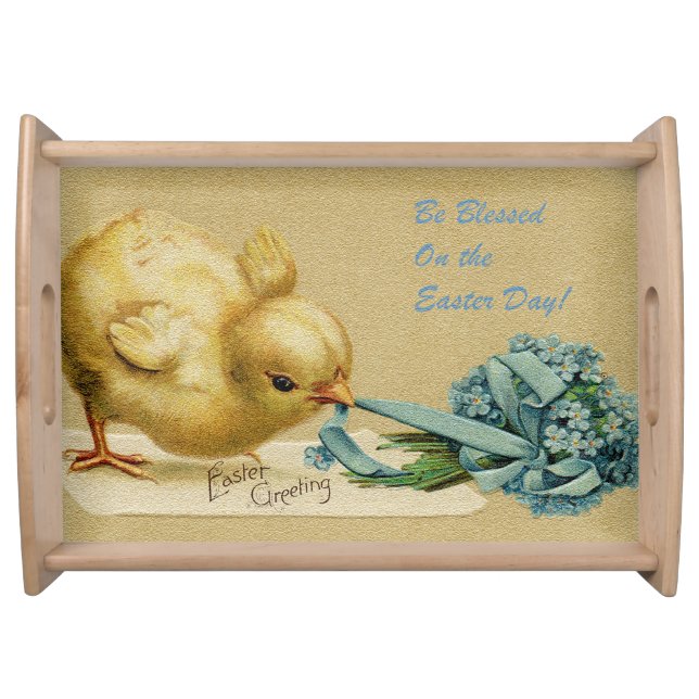 Large Vintage Chicken Easter Holiday Serving Tray (Front)